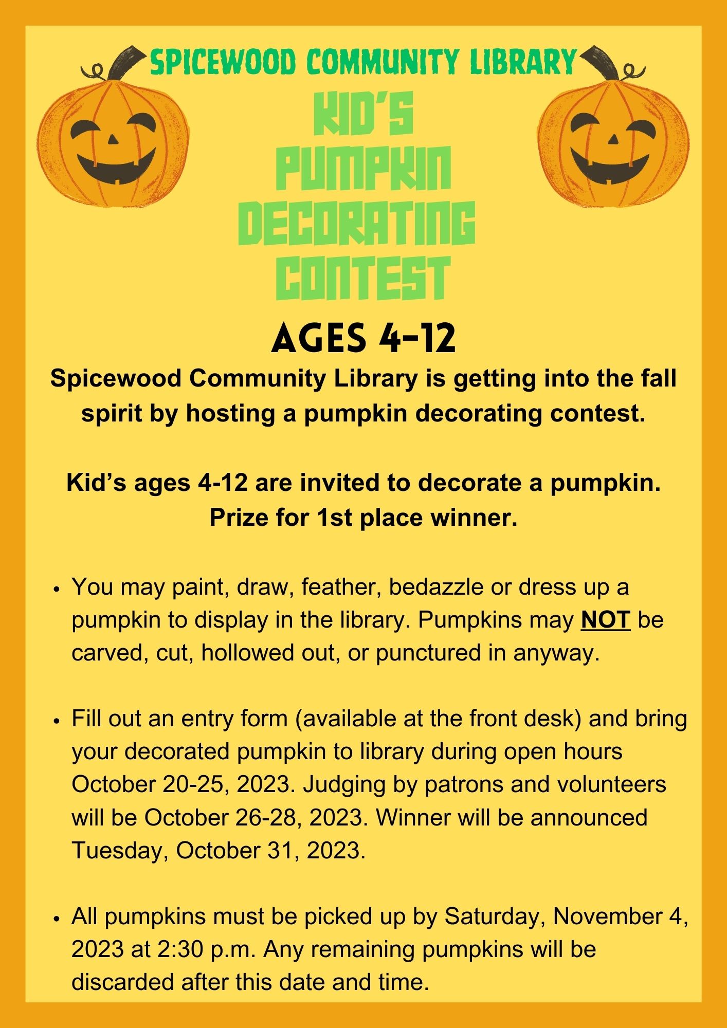 2023 Pumpkin decorating Contest